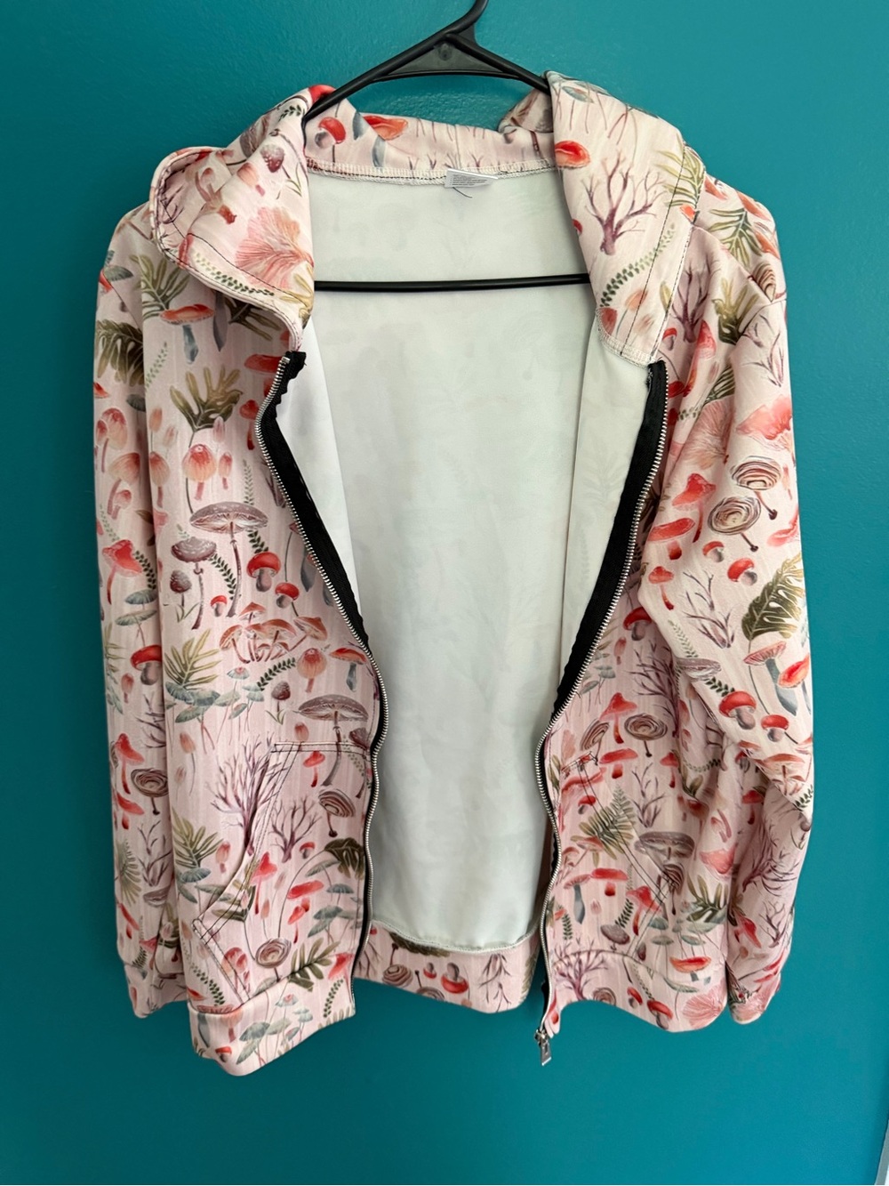 Pink mushroom Hooded Zip Jacket - Women's Lightweight Coat
